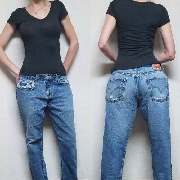 𝅺VINTAGE Levi's 505 Relaxed Fit Distressed Jeans - Picture 1 of 14